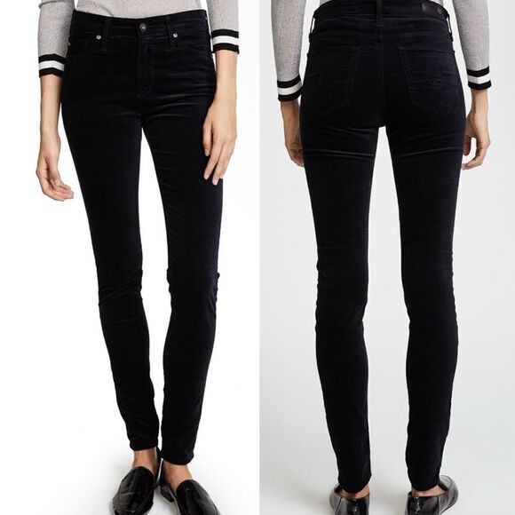 AG ADRIANO GOLDSCHMIED Black Velvet Super Skinny Leggings Sz 25 - Picture 1 of 10